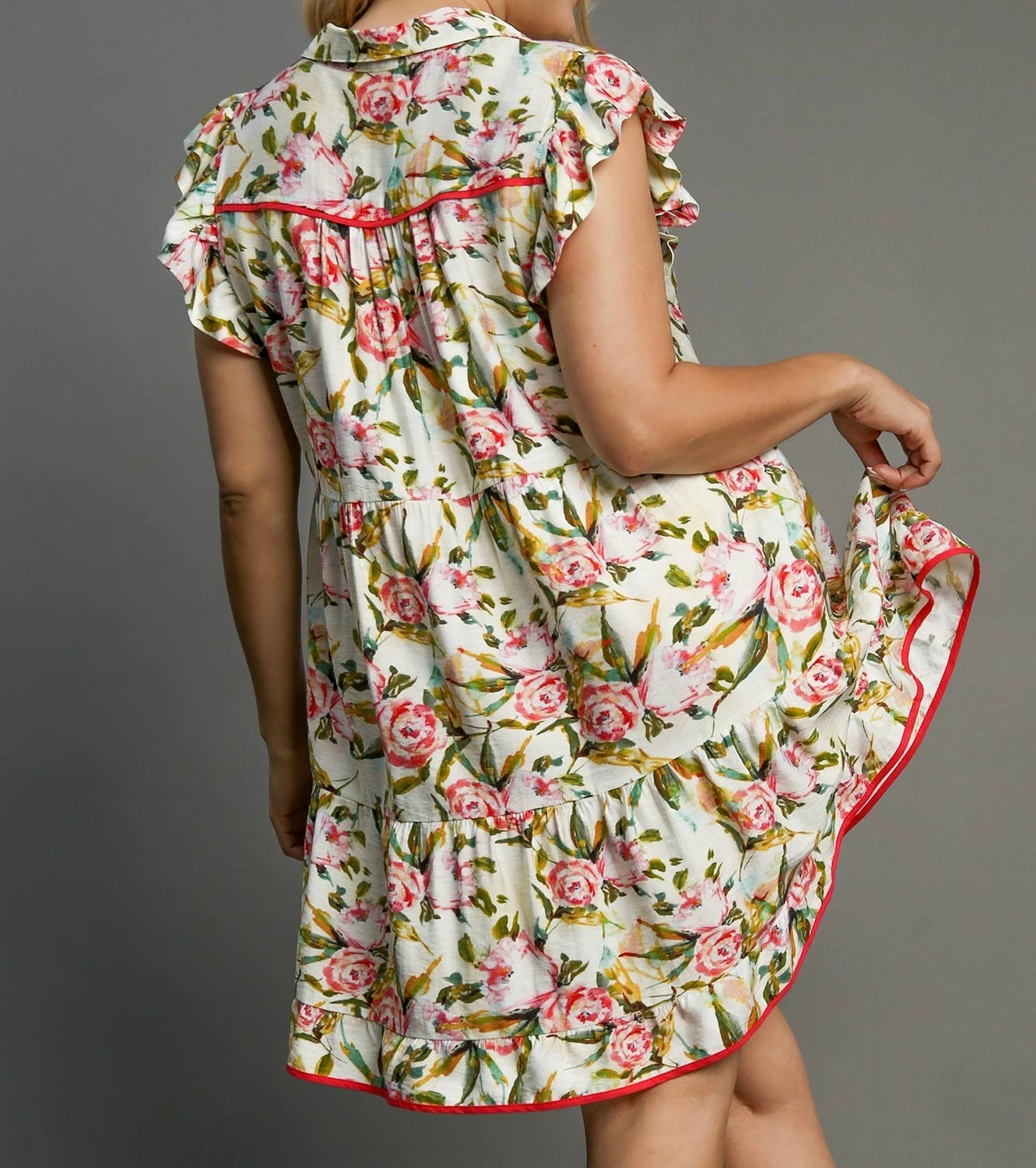 Blooming Rose Ruffle Detail Dress