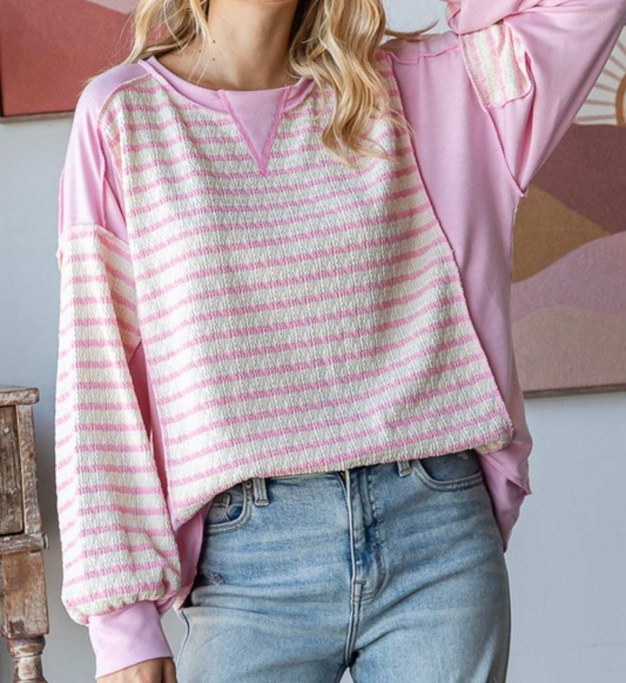 Textured Stripe Pullover Top
