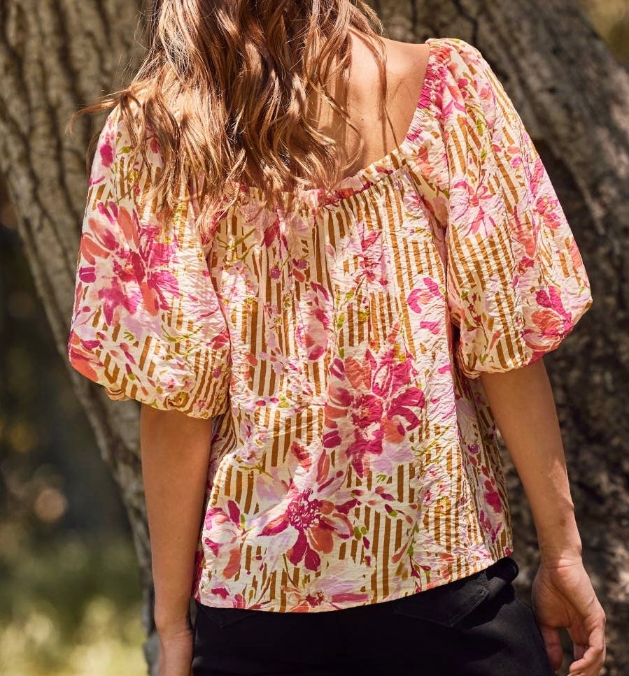 Golden Garden Tie-Front Top