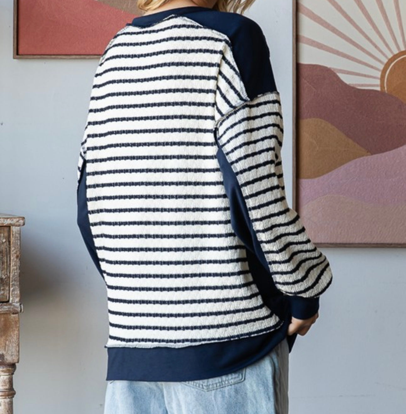 Textured Stripe Pullover Top