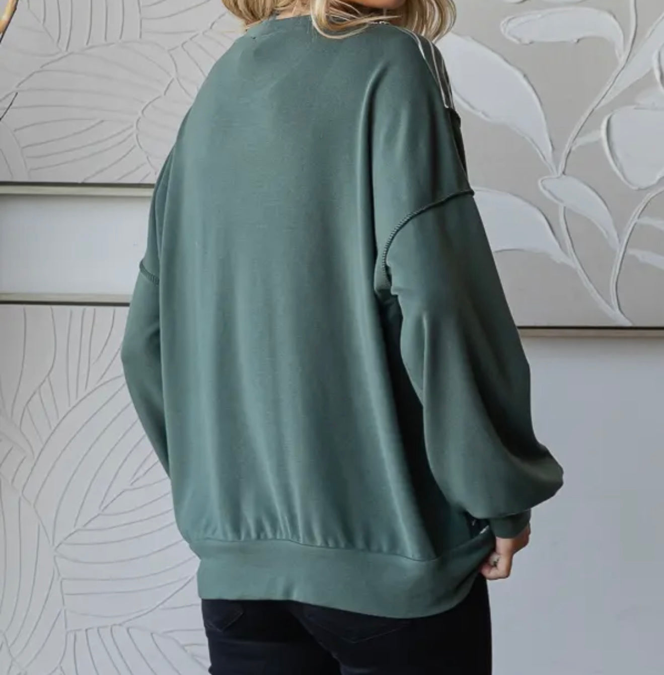 Striped Contrast Drop Shoulder Pullover