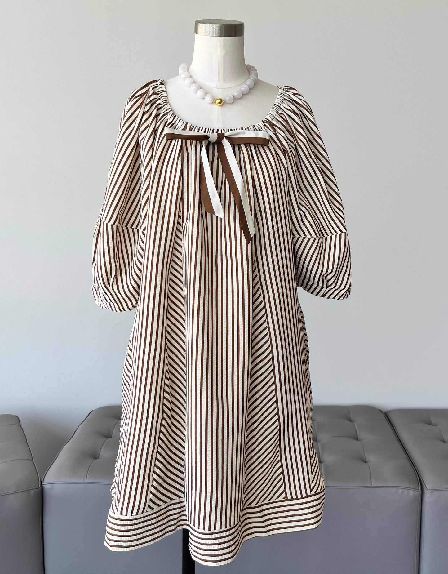 Cocoa Ribbon Stripe Dress