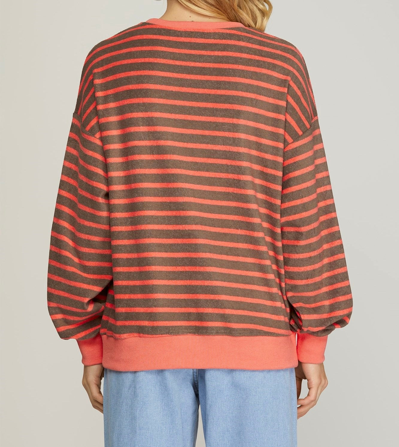 Long Sleeve Knit Striped Sweatshirt