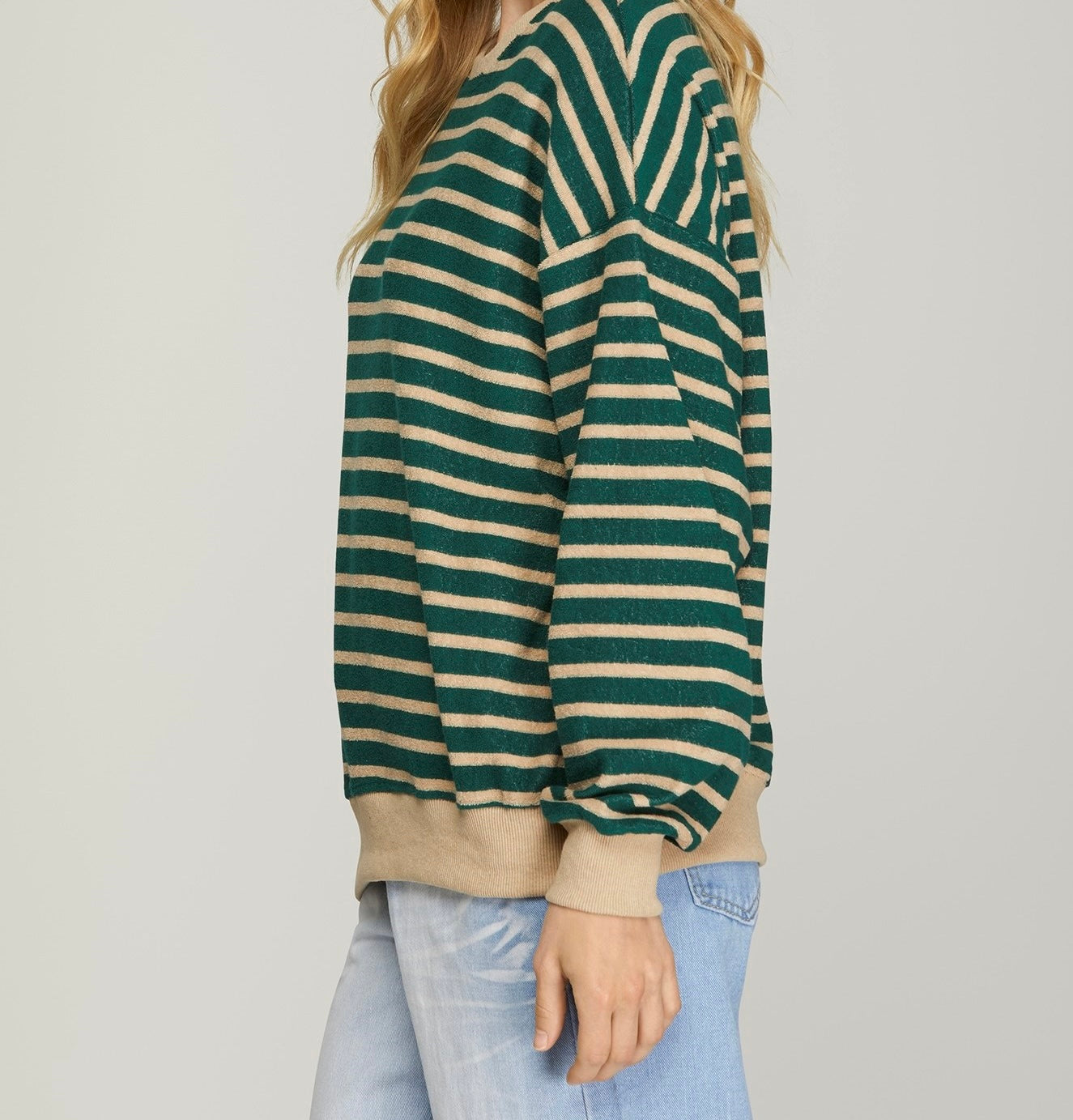 Long Sleeve Knit Striped Sweatshirt