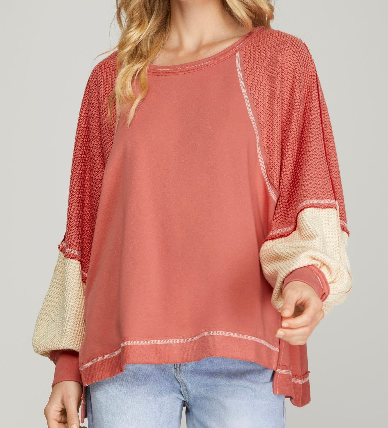 Long Sleeve Color Block Sweatshirt