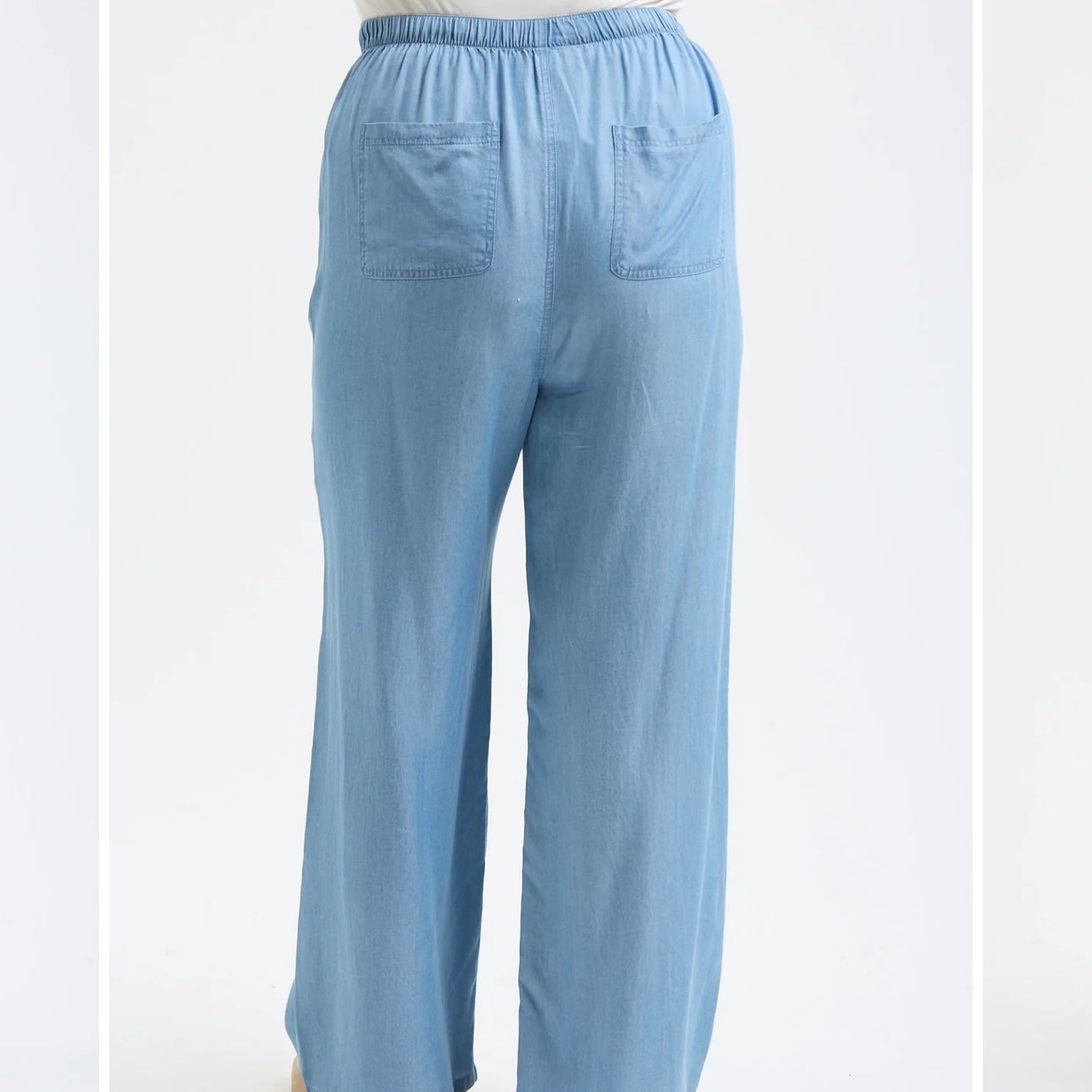 Plus Chambray High Waisted Drawstring Pants