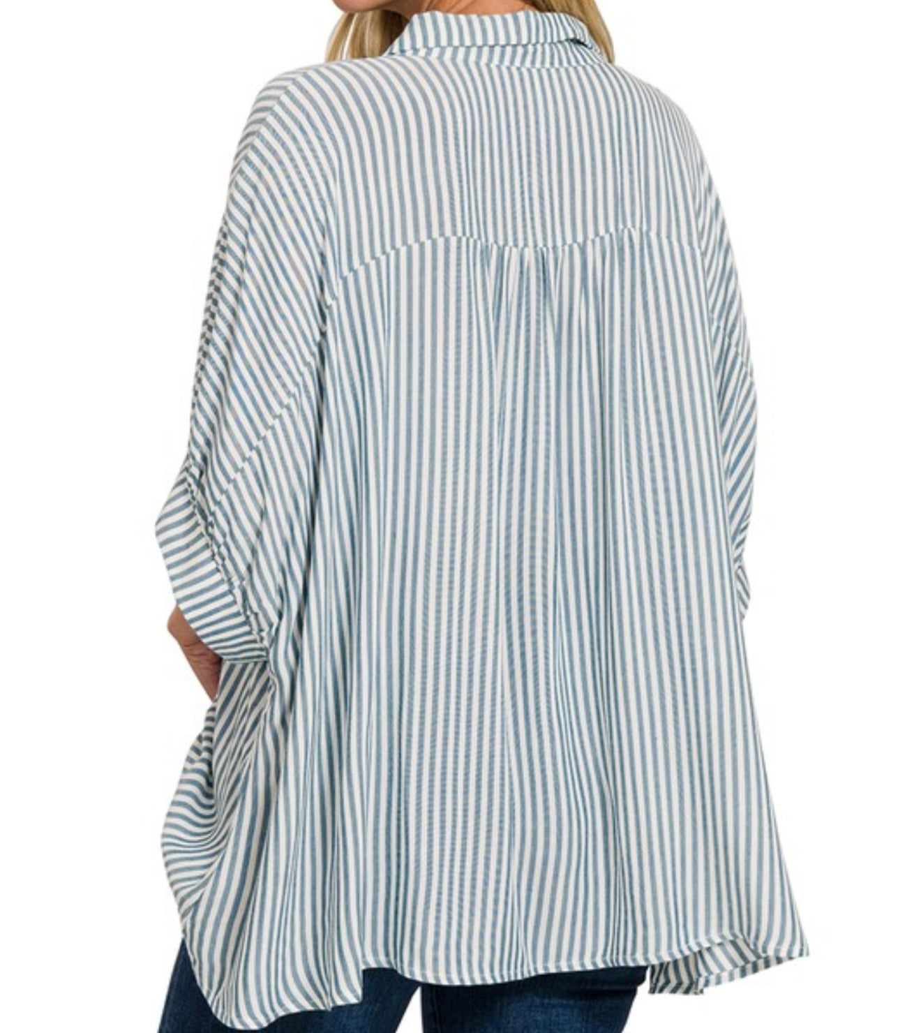 Coastal Striped Short Sleeve Button Down Shirt