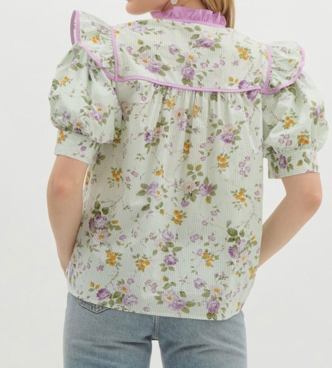 Lavender Mint Floral Top
