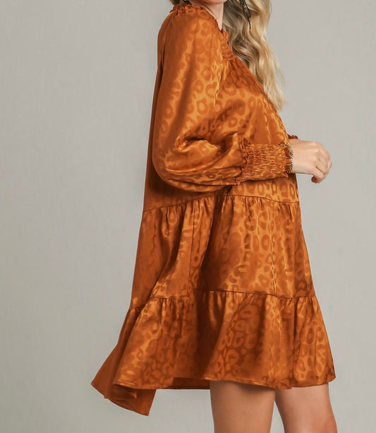 Copper Satin Animal Woven Dress