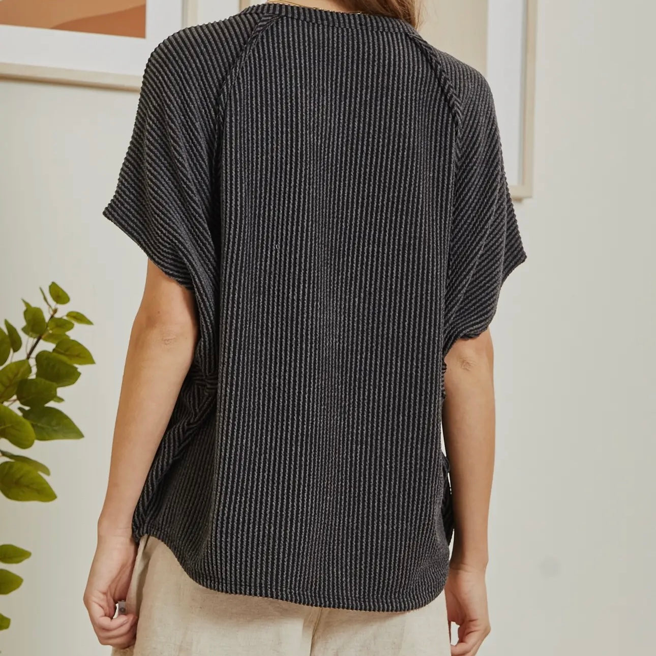 Plus Charcoal Poncho Top