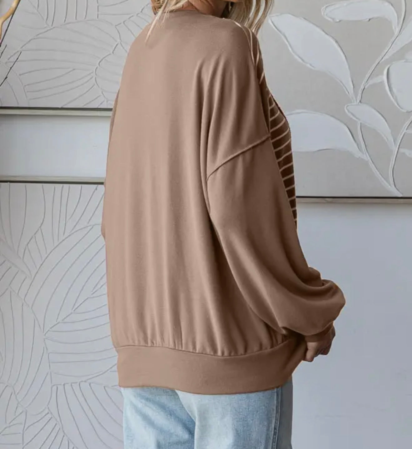 Striped Contrast Drop Shoulder Pullover