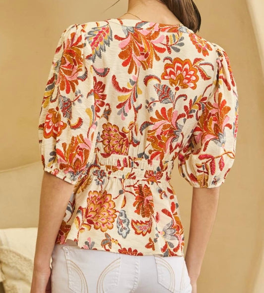 Golden Dahlia Cinched Top