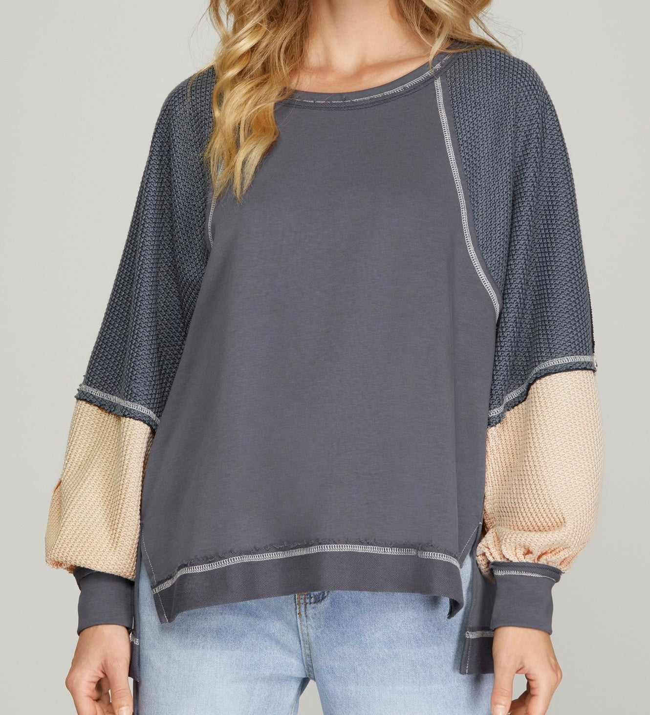 Long Sleeve Color Block Sweatshirt