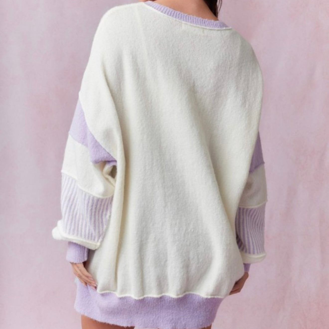Lavender Oversized Henley Sweater