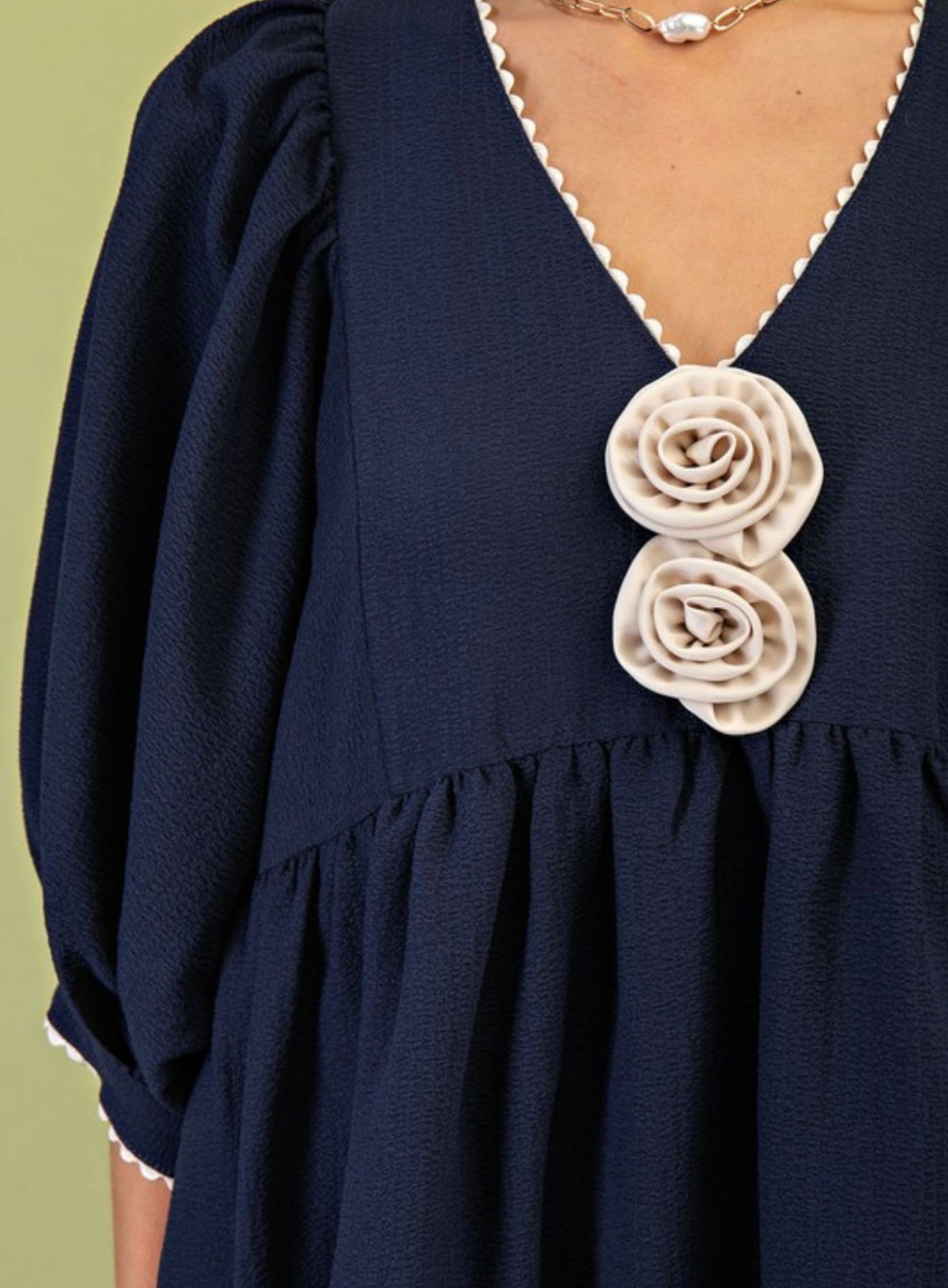Navy Rosette Mini Dress