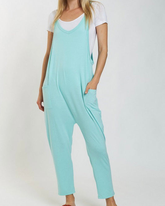 Sleeveless Solid Color Jumpsuit