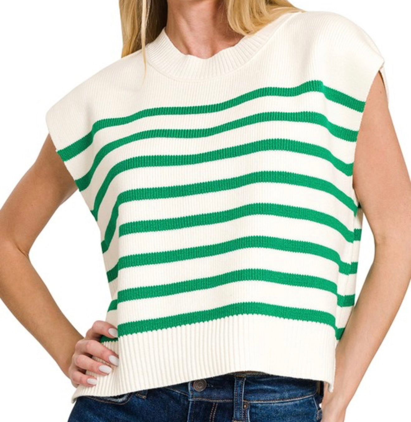 Oversized Striped Crew Neck Short Sleeve Sweater
