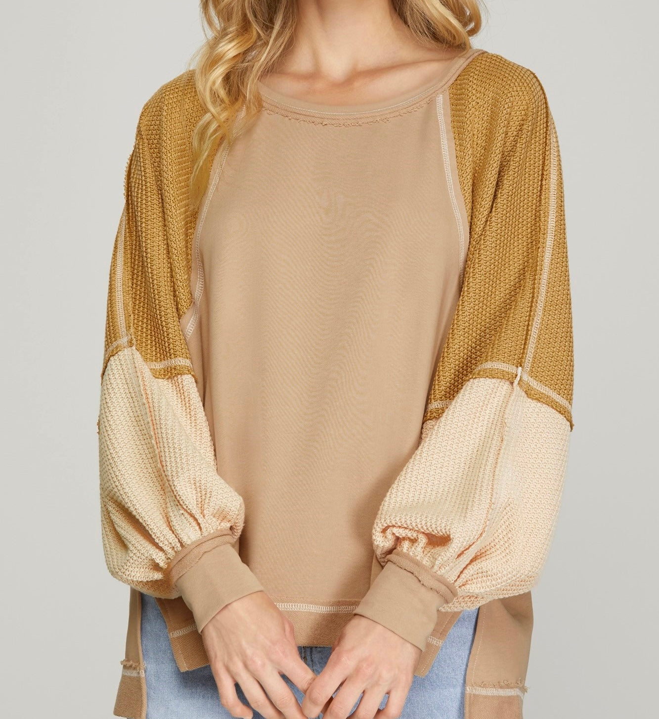 Long Sleeve Color Block Sweatshirt