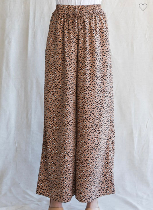 Leopard Print Drawstring Pants