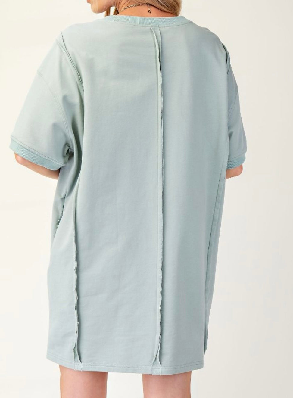 Teal Washed Heart Patch T-Shirt Dress
