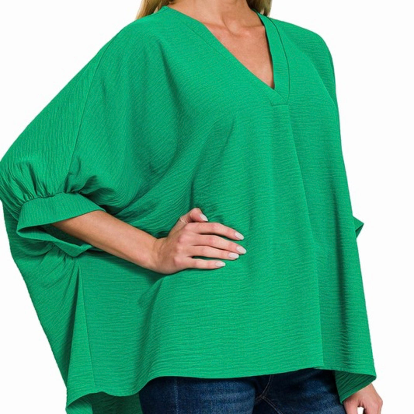 Woven Airflow V-Neck Half Sleeve Top