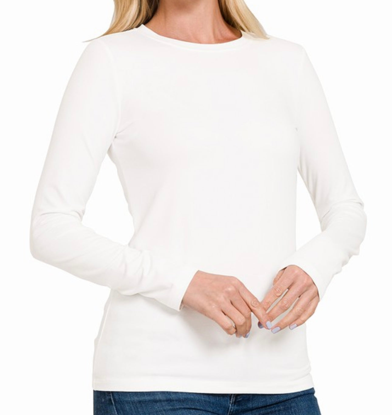 Brushed Basic Long Sleeve Round Neck Tee