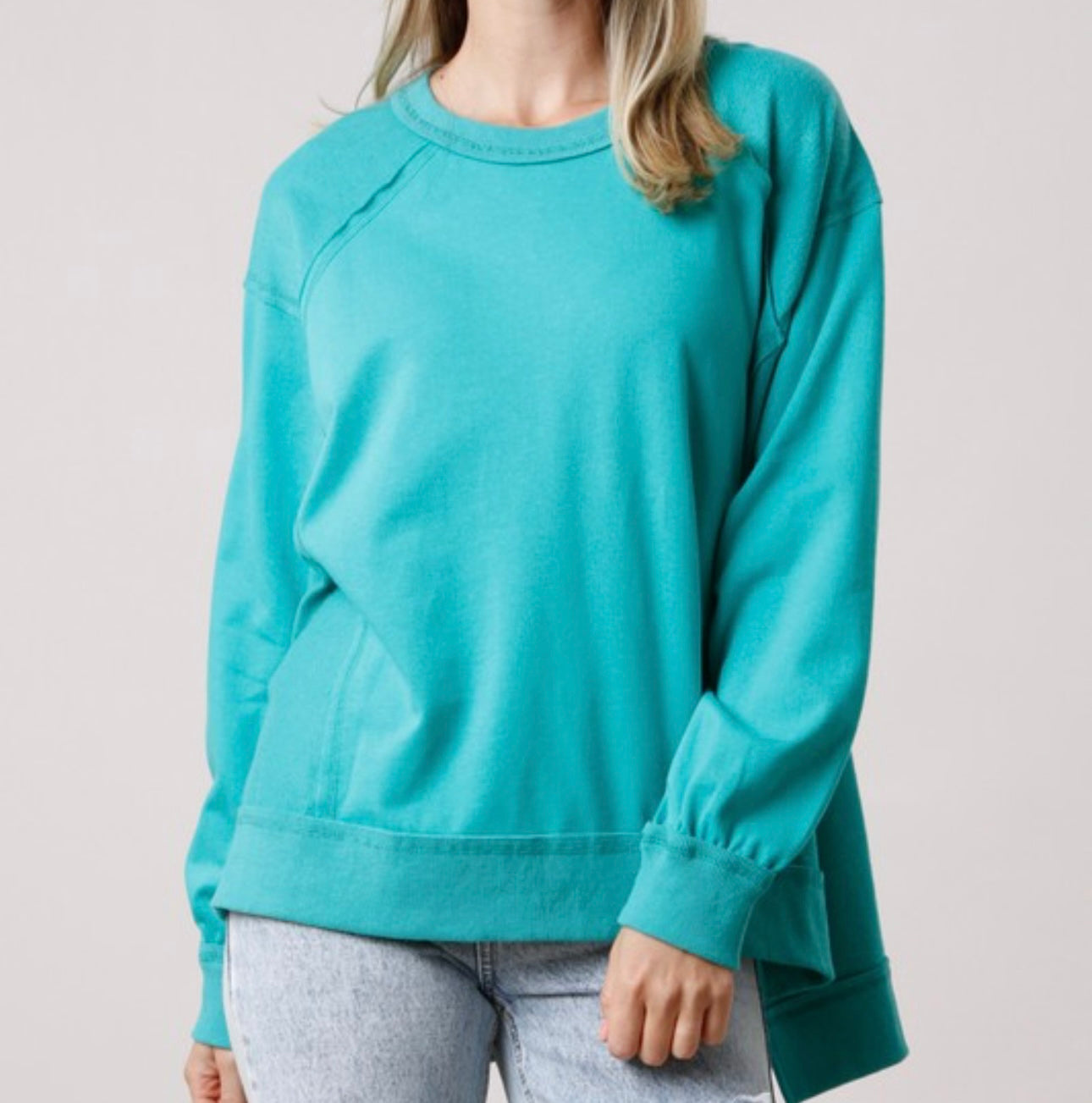 Oversized Terry Reversed Stitch Pullover