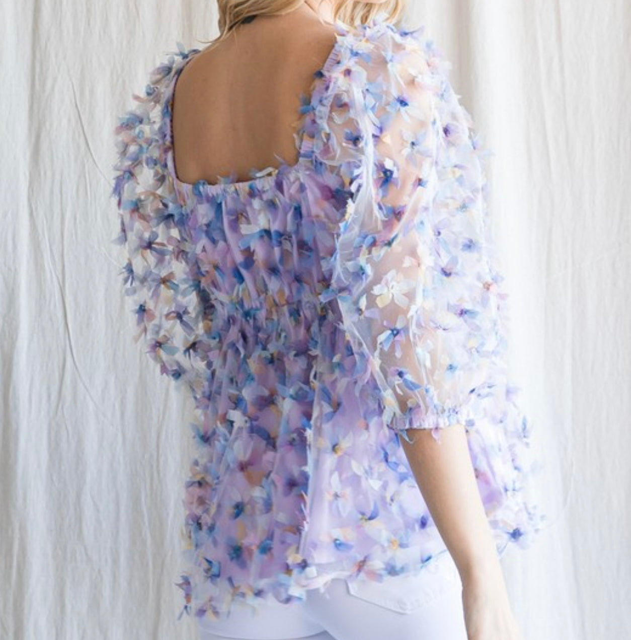 Lavender Textured Flower Baby Doll Top