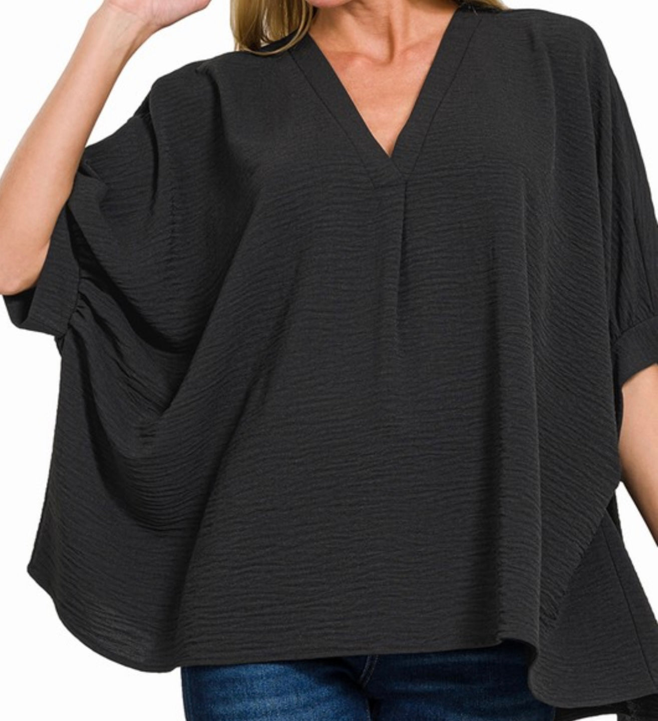 Woven Airflow V-Neck Half Sleeve Top