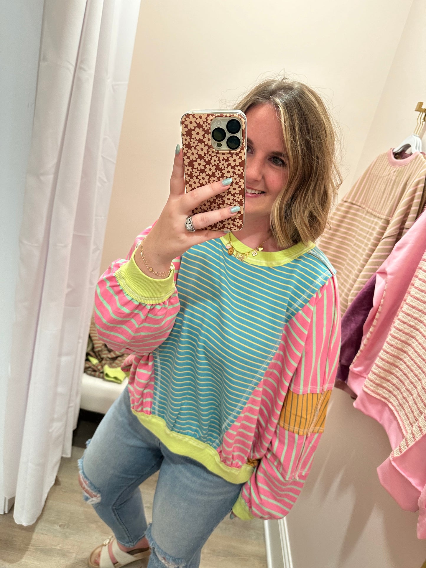 Stripe Mix & Match Oversized Pullover