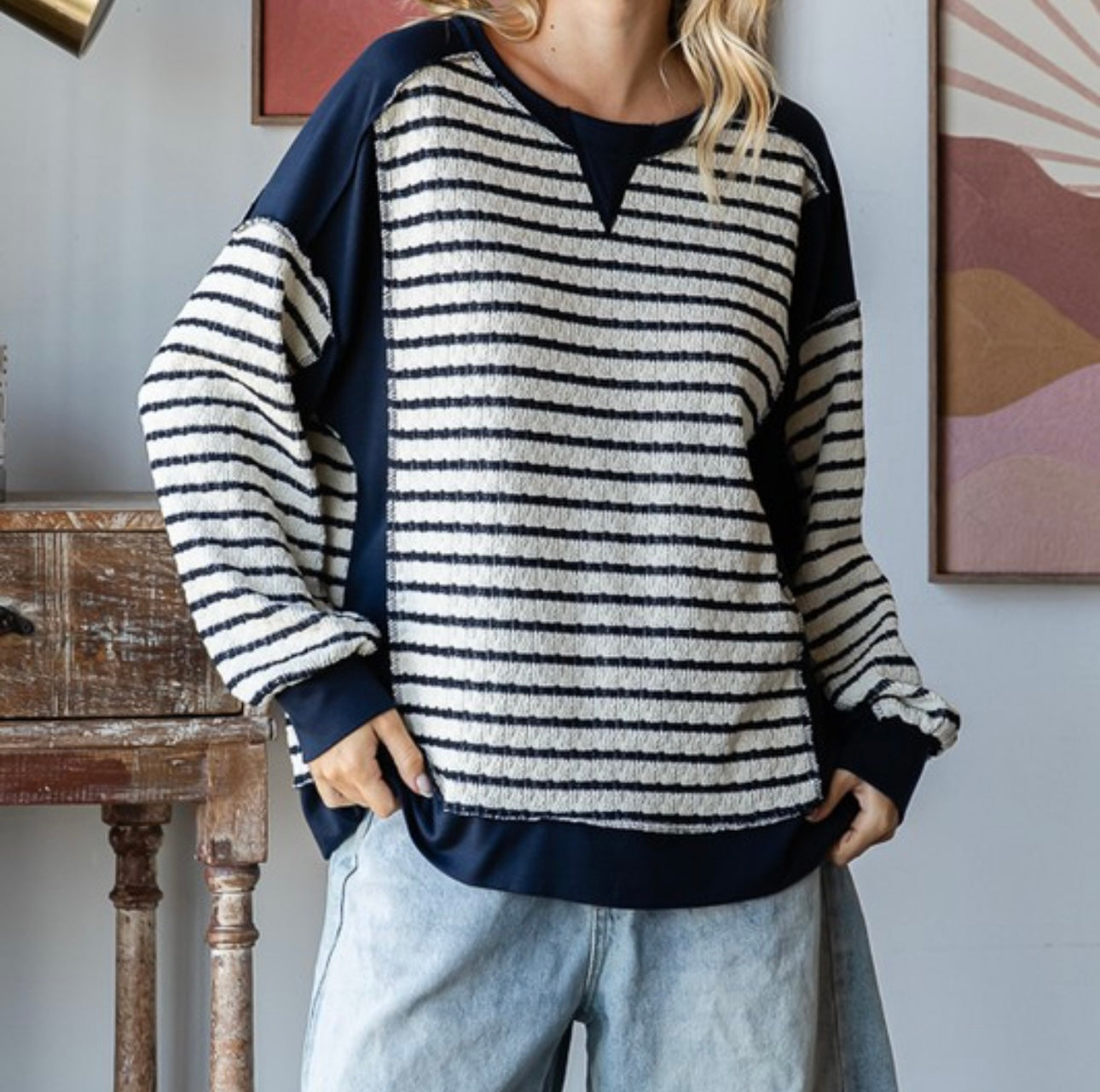 Textured Stripe Pullover Top