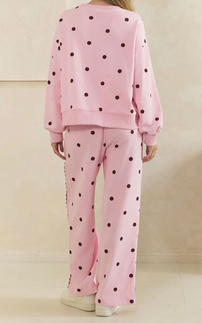 Pink/Burgundy Polka Dot Lounge Set