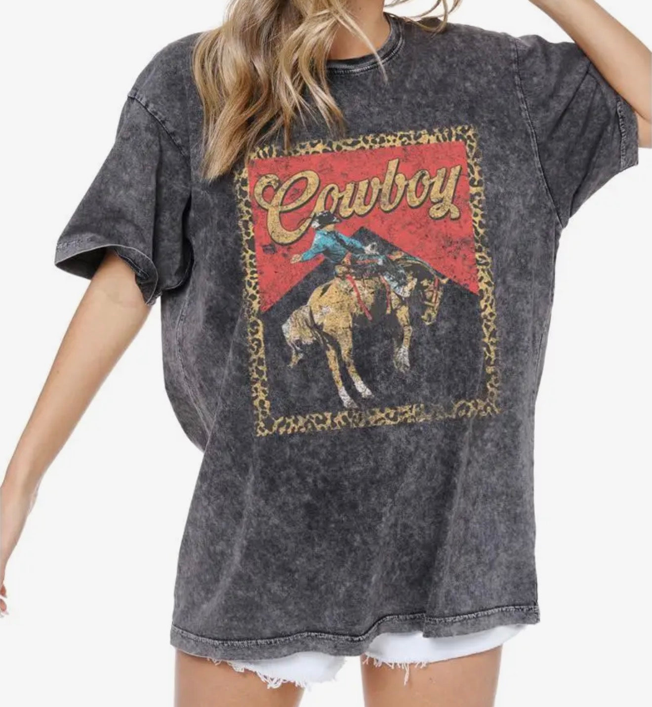 Cowboy Leopard Oversized Graphic Tee