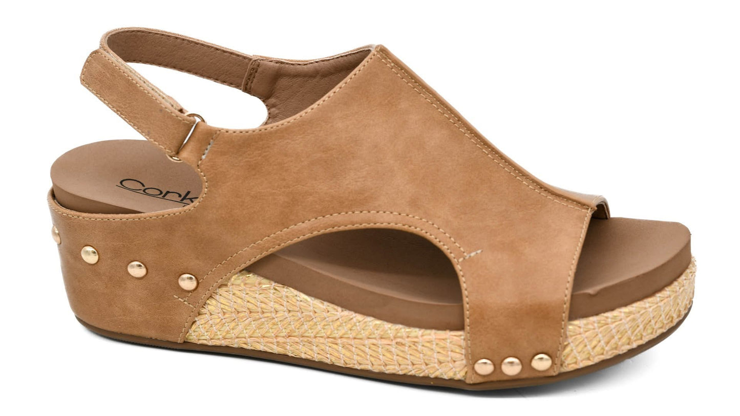 Corkys Volta II Caramel Combo Wedge Sandals