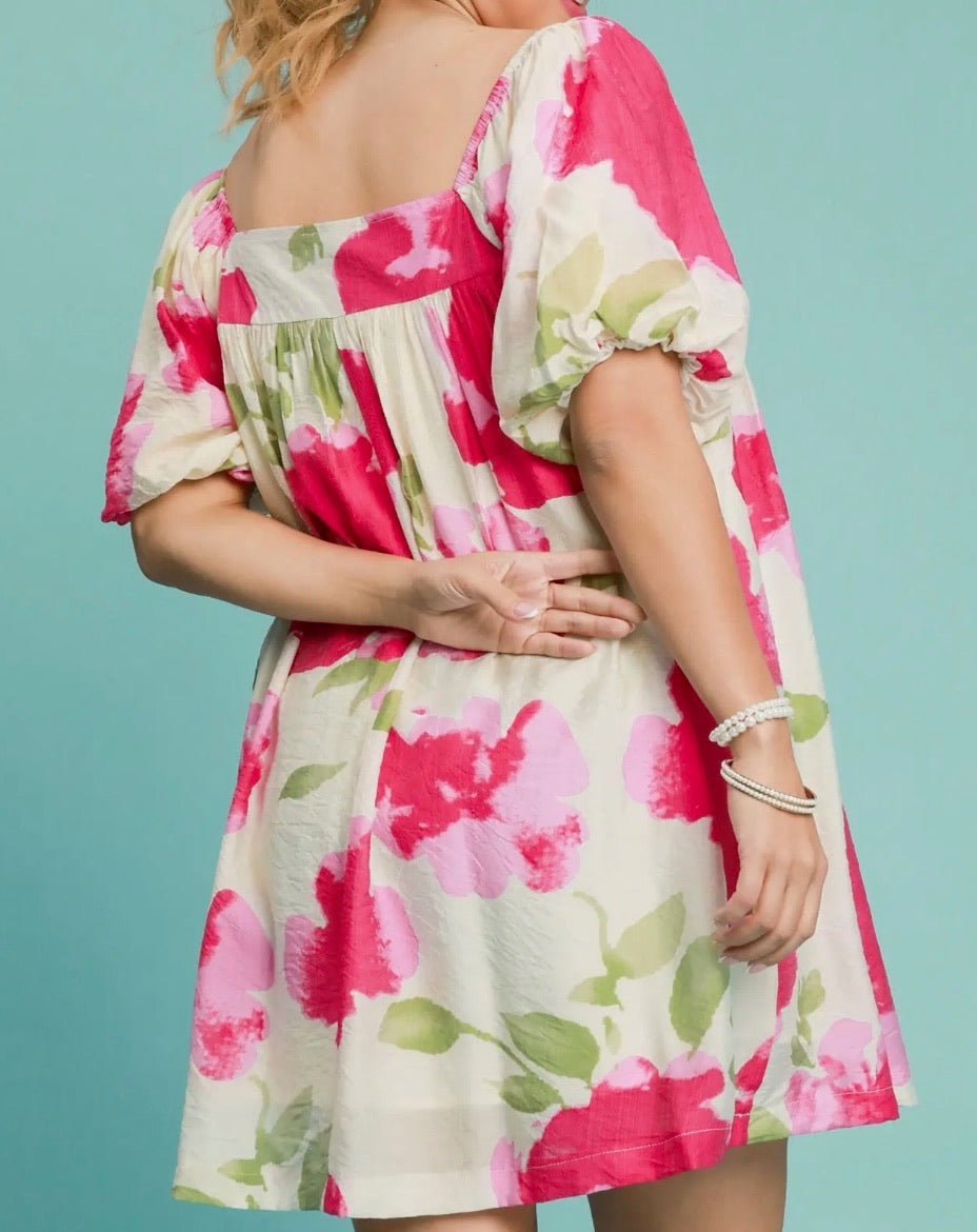 Plus Size Painted Garden Swing Dress