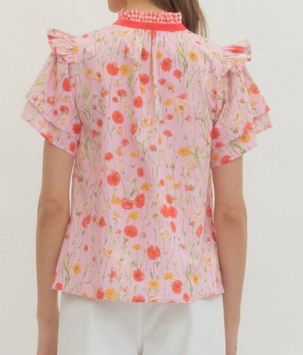 Poppyfield Picnic Puff Sleeve Top