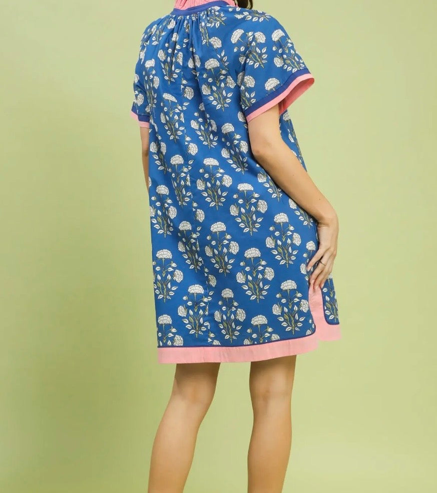 Hydrangea & Blush Shift Dress