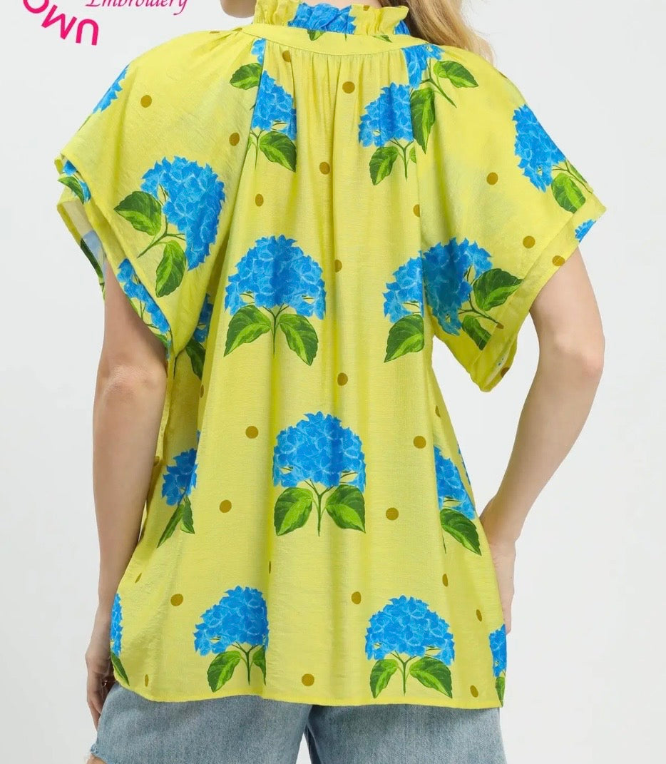 Blue Hydrangea Sunshine Blouse