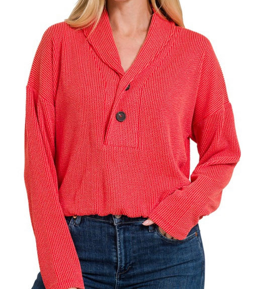 Corded Elastic Waist Pullover Top