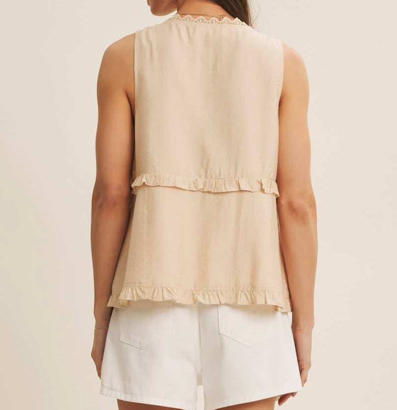 Crochet V-Neck Textured Top