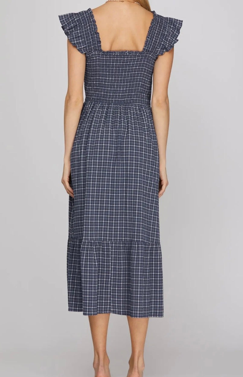 Cottage Coast Gingham Midi Dress