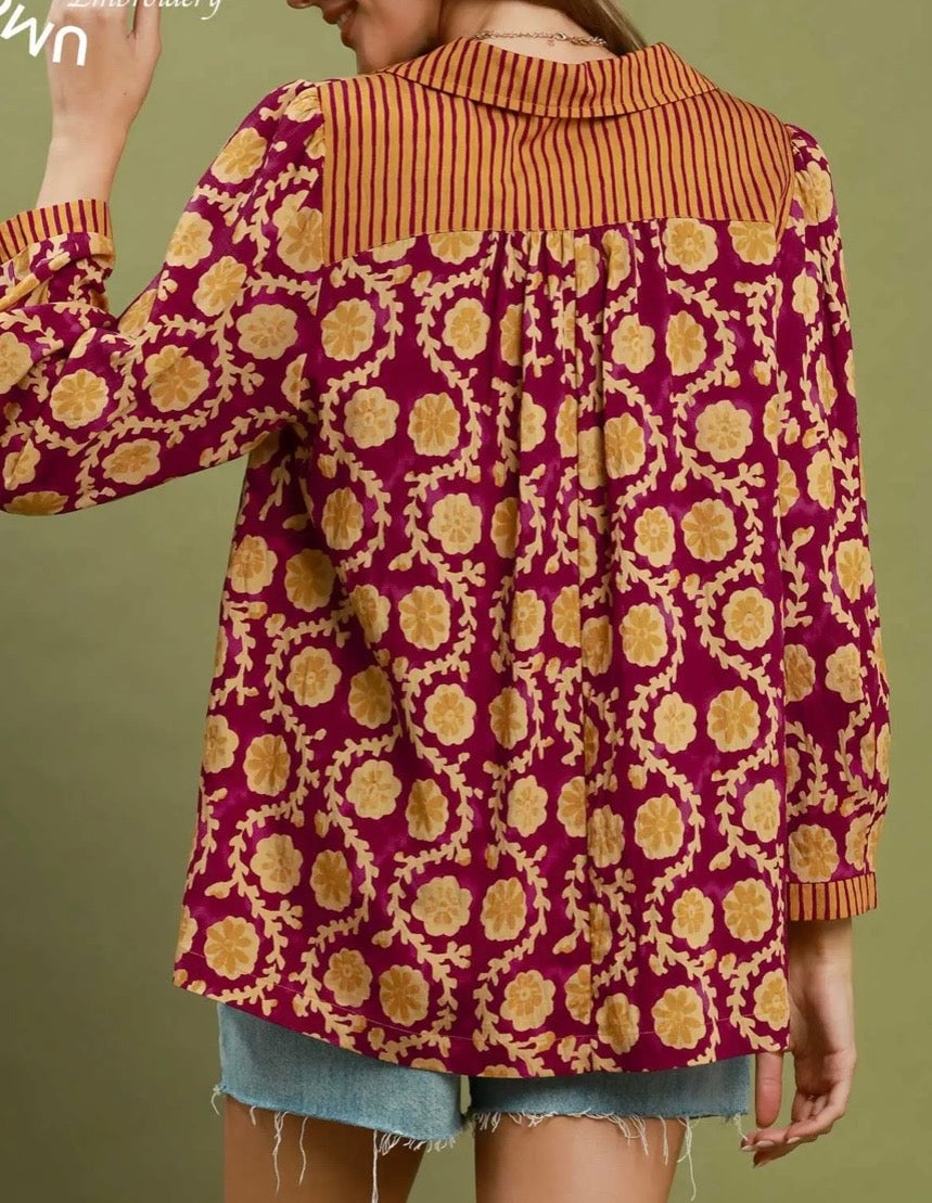 Golden Fig Print Top
