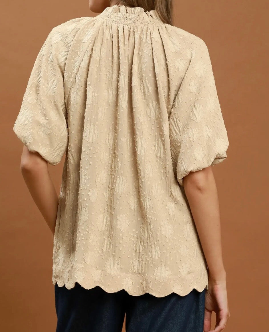 Champagne Scallop Hem Top