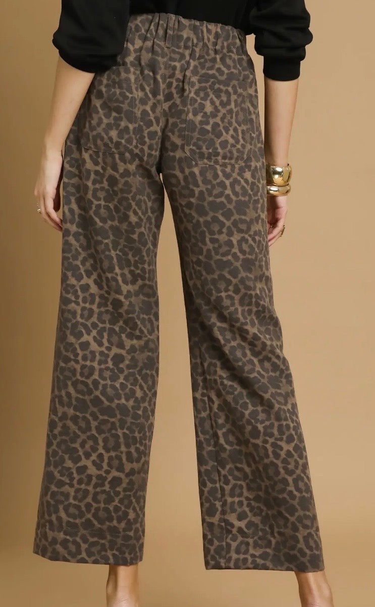Chocolate Animal Print Wide Leg Pants