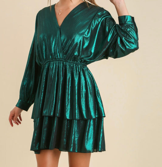 Green Metallic Shine Dress