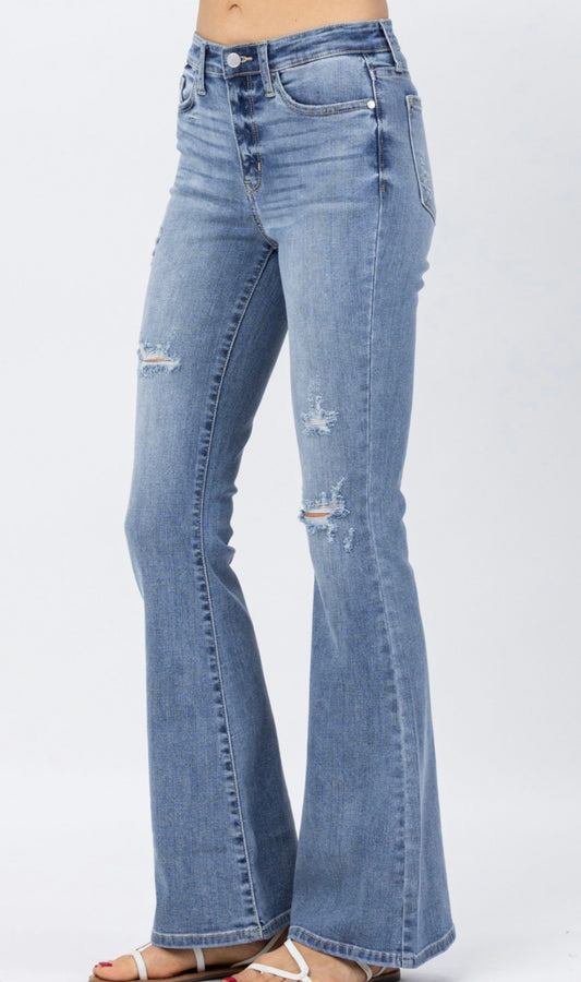 Judy Blue Hi-Rise Distressed Flare Jeans