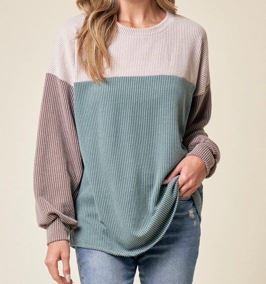 Time To Love Moss Corded Sweatshirt