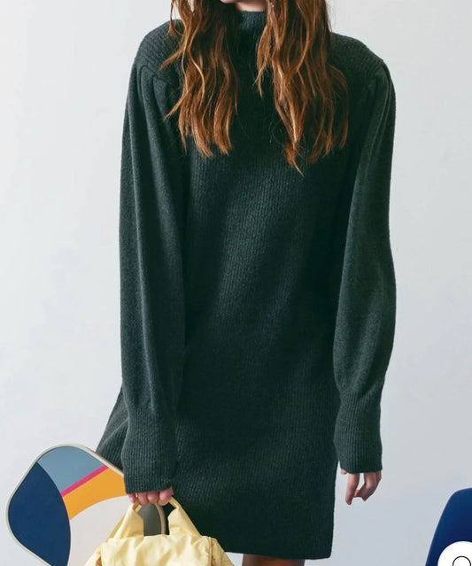 Forest Green Solid Sweater Dress