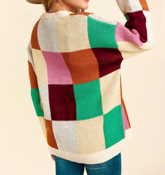 Multi-Checkered Pullover Sweater