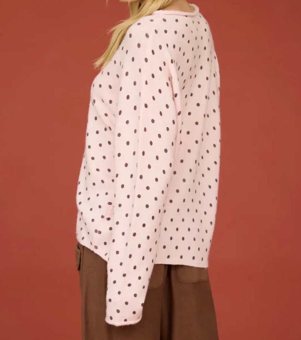 Polka Dot Knit Button Down Cardigan
